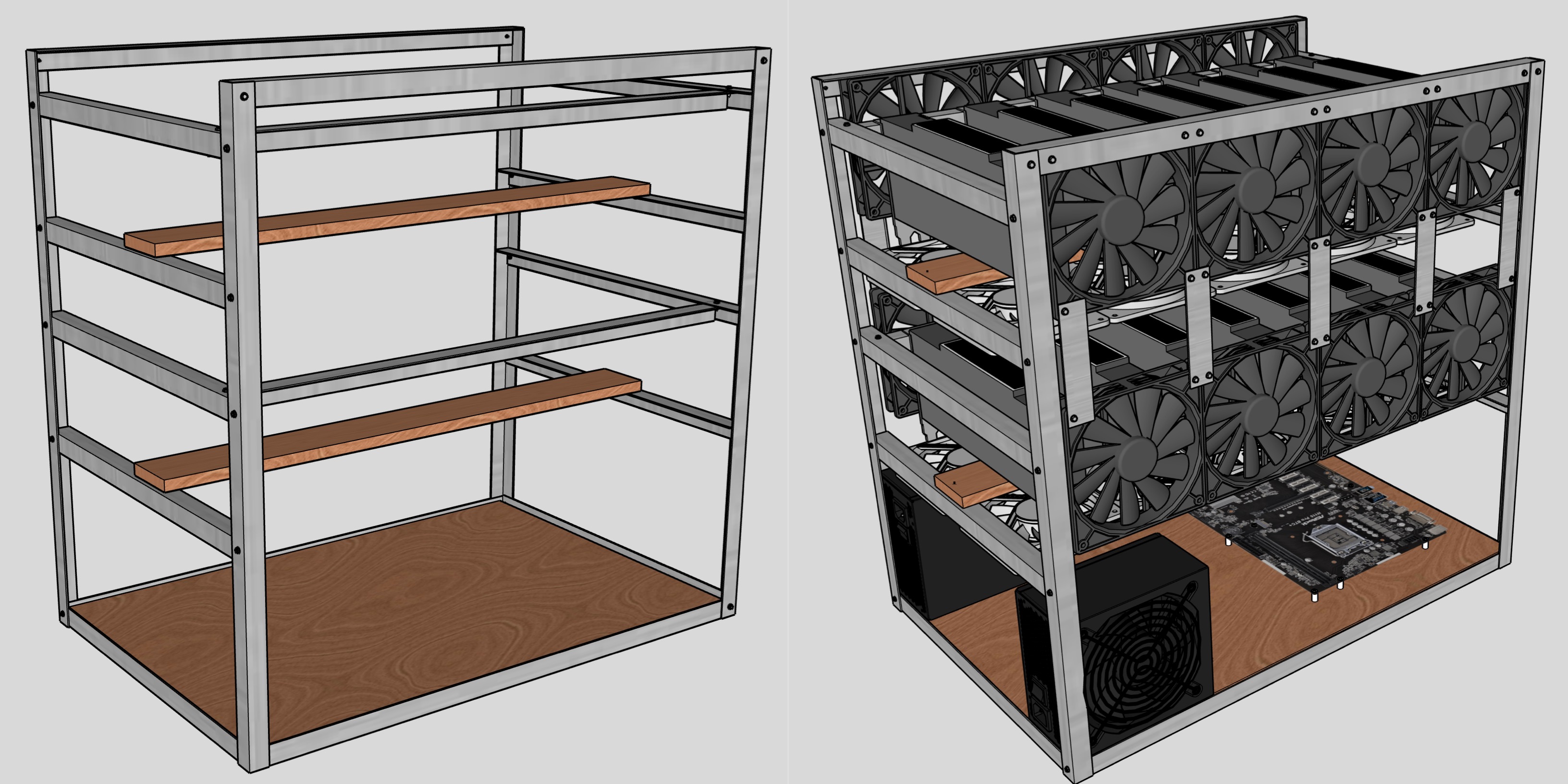 14 GPU Mining Rig Frame - DIY Building Guide with Instructions & Blueprints